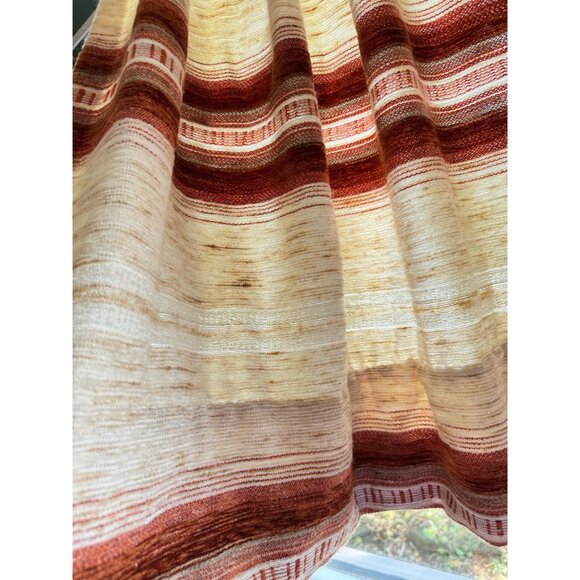 Vintage 70s curtain, beige, rust and brown stripes, single pleated panel - Picture 3 of 9